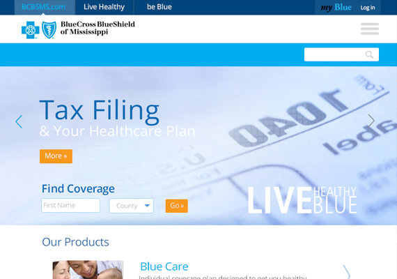 BCBS Mississipi Responsive Website Tablet View.